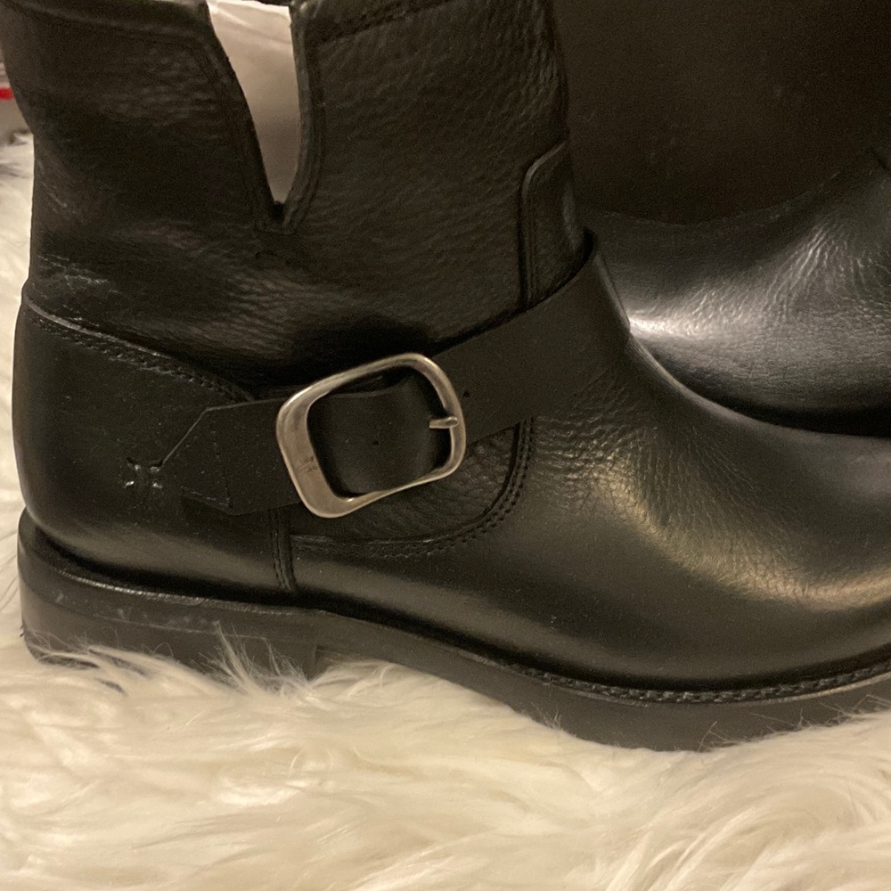 Frye Black Buckle Leather Boots - Picture 2 of 16